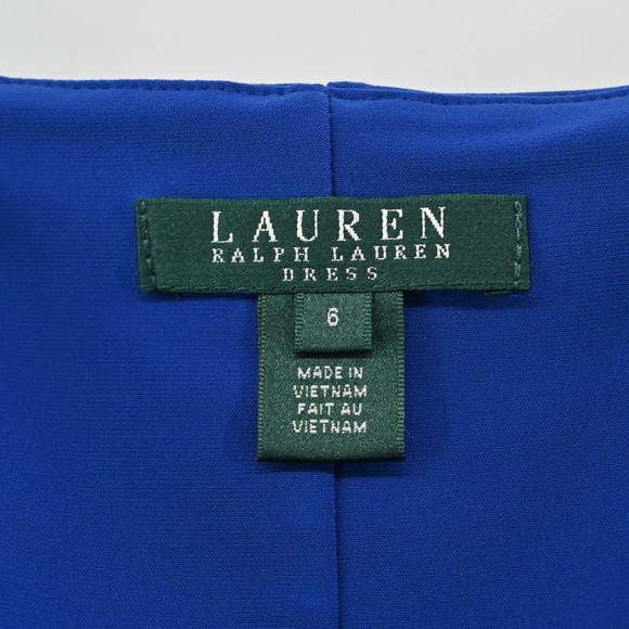 RALPH LAUREN Dress Size 6 Cobalt Blue Stretch Jersey Cowl Neck Ruched Corpcore - Picture 6 of 12